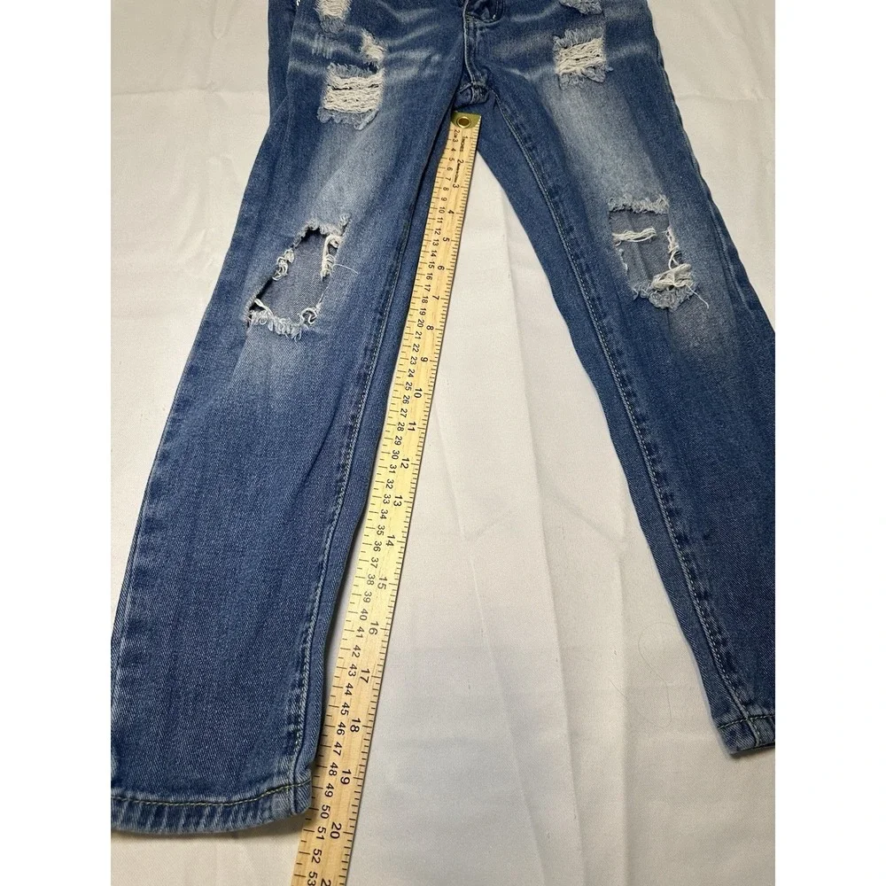 Boys Distressed Blue Jeans Size 8Y Straight Leg Denim Pants Trendy Grunge Casual